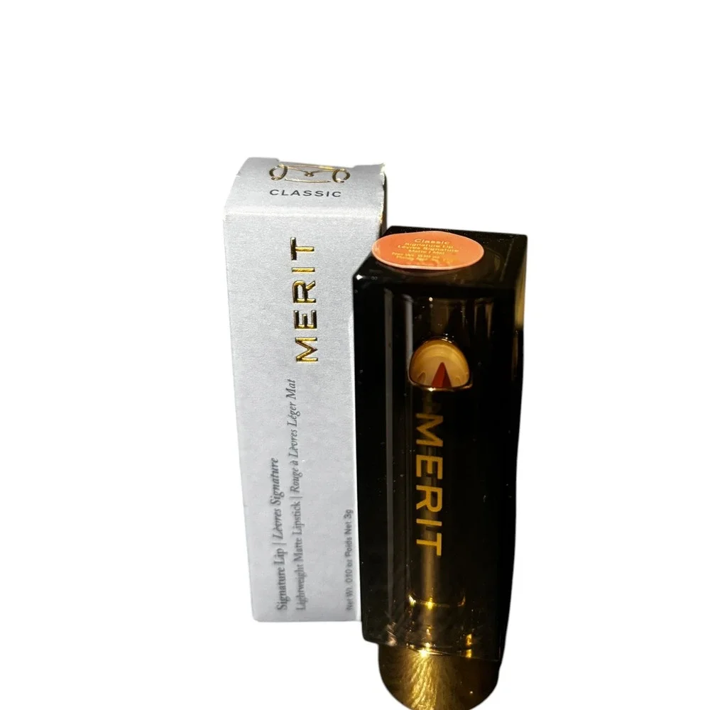 Merit Signature Lip Lightweight Matte Lipstick Classic Orange Red 0.10oz NIB